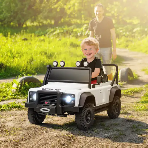 Coche Eléctrico para Niños con Licencia Land Rover 12V Blanco AIYAPLAY
