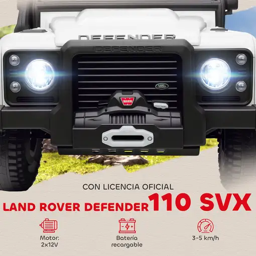 Coche Eléctrico para Niños con Licencia Land Rover 12V Blanco AIYAPLAY