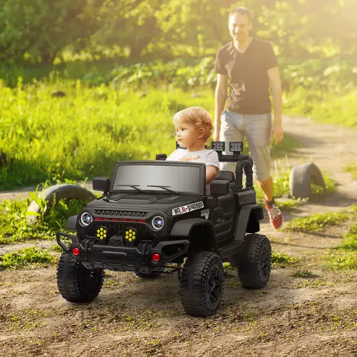 Coche Eléctrico para Niños de +3 Años con Batería 12V Negro AIYAPLAY