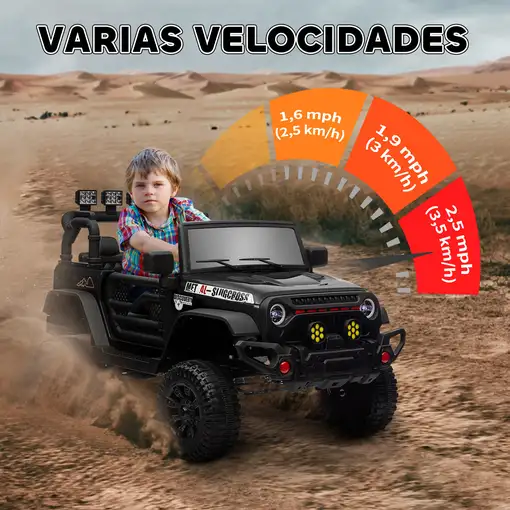 Coche Eléctrico para Niños de +3 Años con Batería 12V Negro AIYAPLAY