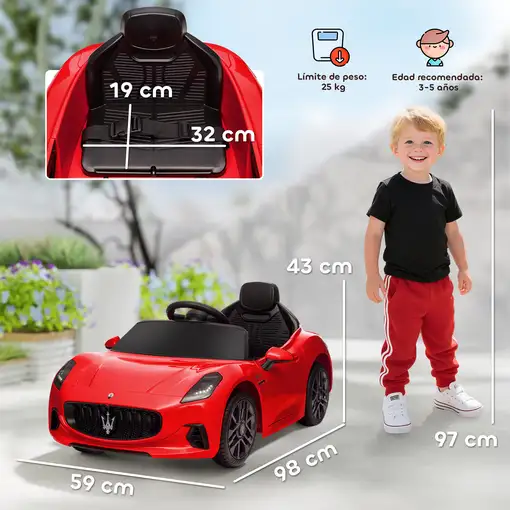 Coche Eléctrico para Niños Maserati Gran Turismo Folgore Rojo AIYAPLAY