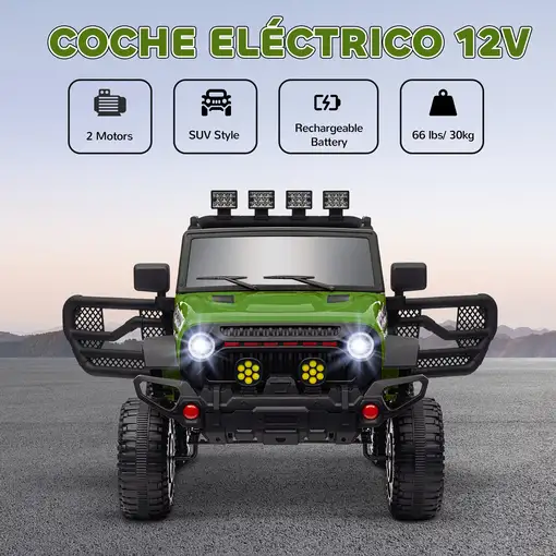 Coche Eléctrico para Niños de +3 Años con Batería 12V Verde AIYAPLAY