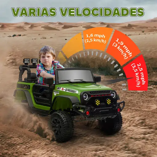 Coche Eléctrico para Niños de +3 Años con Batería 12V Verde AIYAPLAY