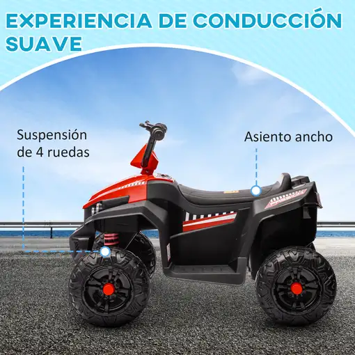 Quad Eléctrico para Niños de +3 Años con Batería 12V Rojo AIYAPLAY
