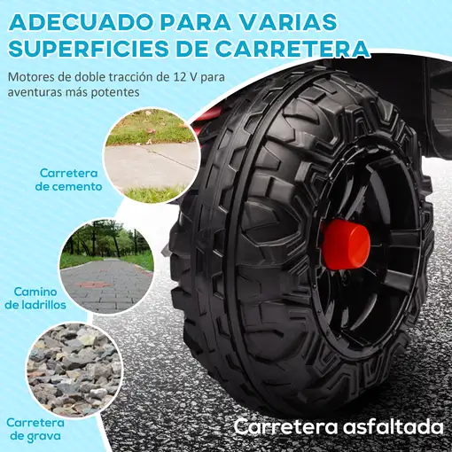 Quad Eléctrico para Niños de +3 Años con Batería 12V Rojo AIYAPLAY