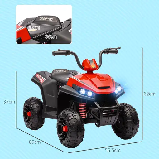 Quad Eléctrico para Niños de +3 Años con Batería 12V Rojo AIYAPLAY