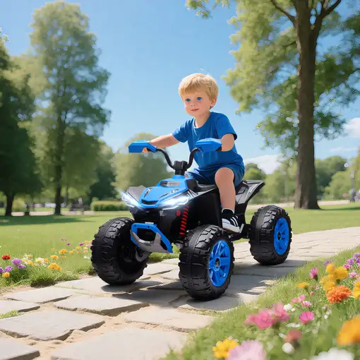 Quad Eléctrico para Niños de 3-8 Años 24V con 2 Motores Azul AIYAPLAY