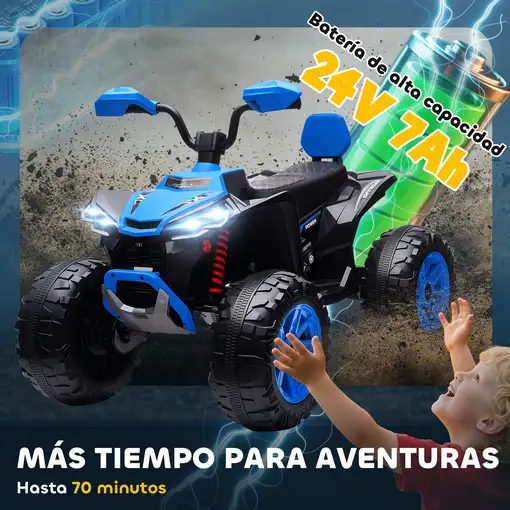Quad Eléctrico para Niños de 3-8 Años 24V con 2 Motores Azul AIYAPLAY