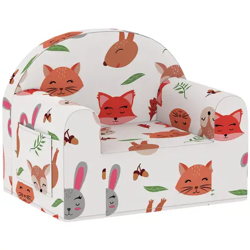 Sillón Infantil con Estampado de Zorros Funda Extraíble y Lavable Gris AIYAPLAY Sillón Infantil con Estampado de Zorros Funda Extraíble y Lavable Gris AIYAPLAY