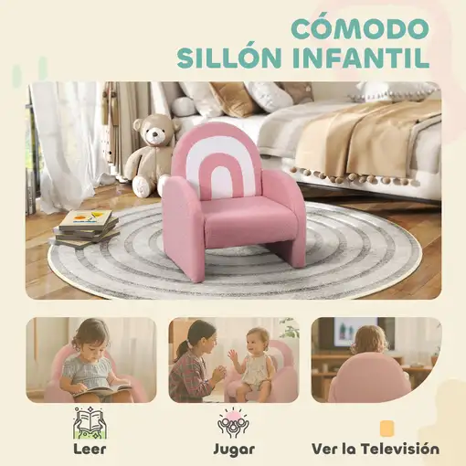 Sillón Infantil con Respaldo en Forma de Arcoíris Carga 45 kg Rosa AIYAPLAY