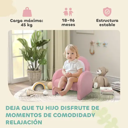 Sillón Infantil con Respaldo en Forma de Arcoíris Carga 45 kg Rosa AIYAPLAY