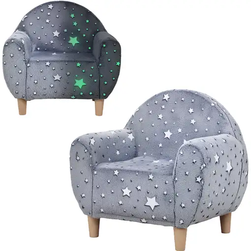 Sillón Infantil Diseño de Estrellas que Brillan en la Oscuridad Gris AIYAPLAY
