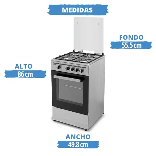 Cocina De Gas 4 Zonas Coccion Inox, SCI41GB SAUBER