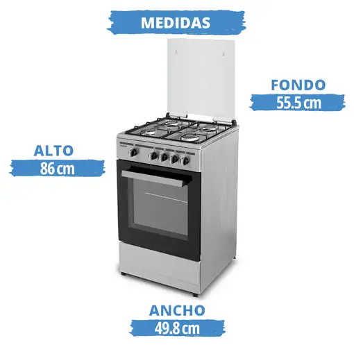 Cocina De Gas 4 Zonas Coccion Inox, SCI41GB SAUBER