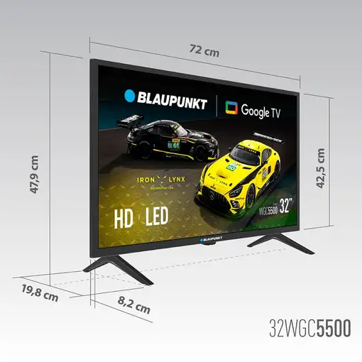 TV Led 32" HD-Ready, Smart, Google TV, Wifi, Asistente voz, 32WGC5500S BLAUPUNKT