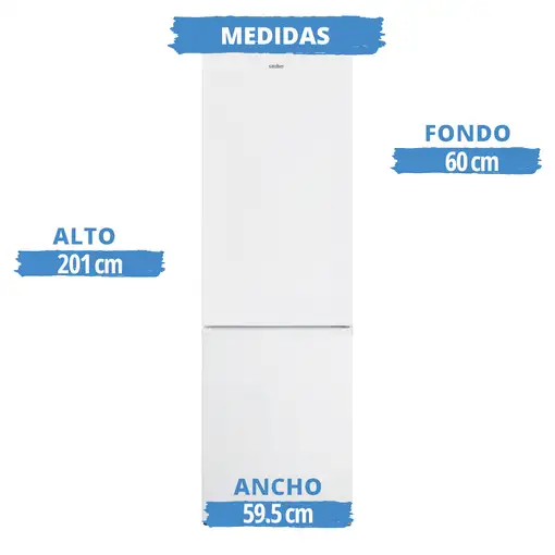 Frigorifico combi SAUBER SERIE 3-200WV nofrost e alto 201 cm ancho 59,5 cm blanco