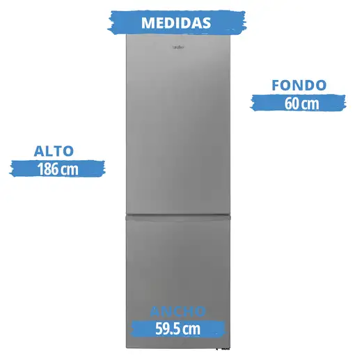 Frigorifico combi SAUBER SERIE 3-185XV nofrost e alto 186 cm ancho 59,5 cm inox