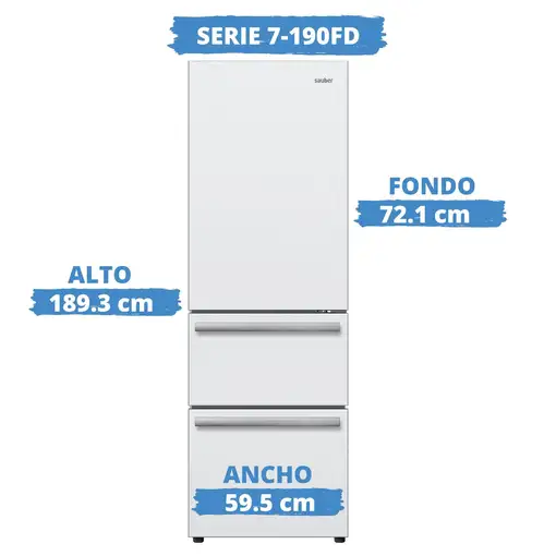 Frigorifico combi SAUBER SERIE 7-190FD nofrost f alto 190 cm ancho 60 cm blanco