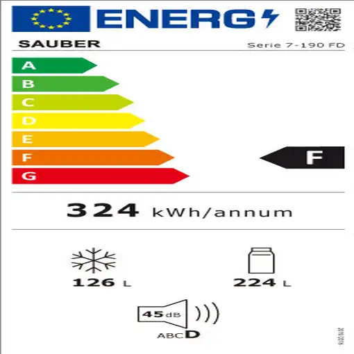 Frigorifico combi SAUBER SERIE 7-190FD nofrost f alto 190 cm ancho 60 cm blanco