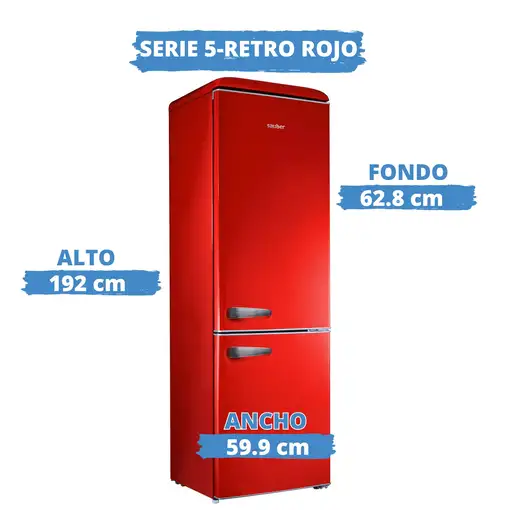 Frigorífico combi SAUBER SERIE 5-RETRO ROJO e alto 192 cm ancho 60 cm