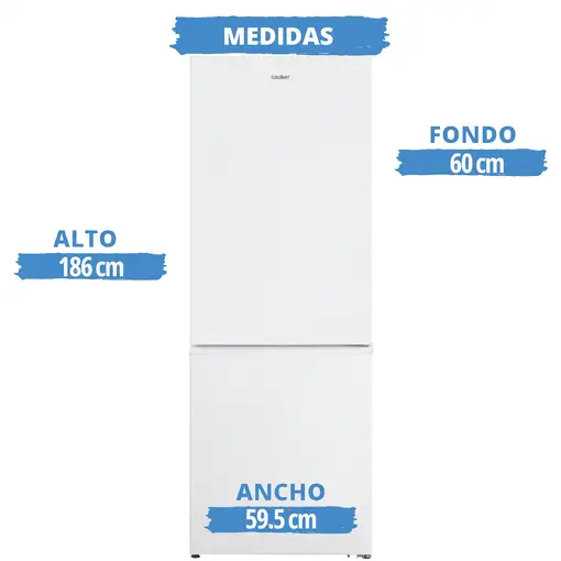 Frigorifico combi SAUBER SERIE 3-185WV nofrost e alto 186 cm ancho 59,5 cm blanco