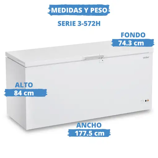 Congelador horizontal SAUBER SERIE 3-572H c ancho 177.5 cm 561 litros