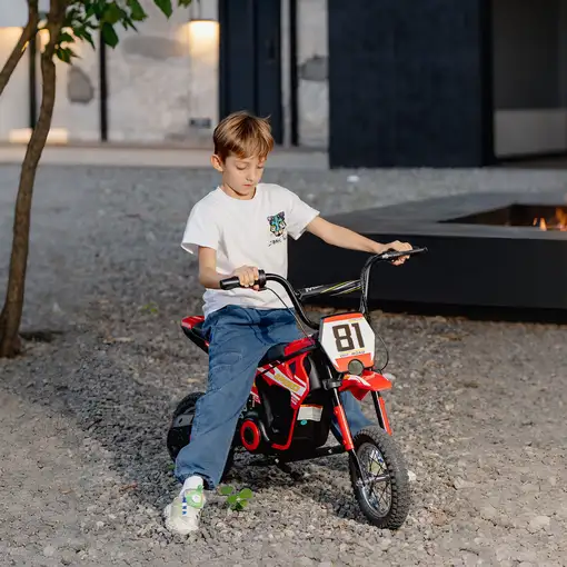 Moto Eléctrica para Niños 24V Motor 250W Velocidad de 6-16km/h Rojo AIYAPLAY