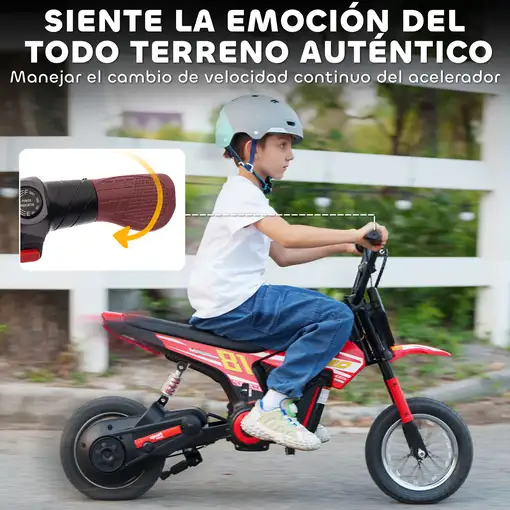 Moto Eléctrica para Niños 24V Motor 250W Velocidad de 6-16km/h Rojo AIYAPLAY