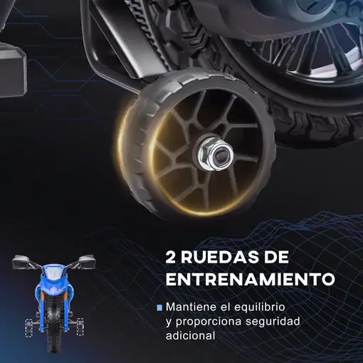 Moto Eléctrica para Niños de +3 Años Carga 30 kg Azul AIYAPLAY
