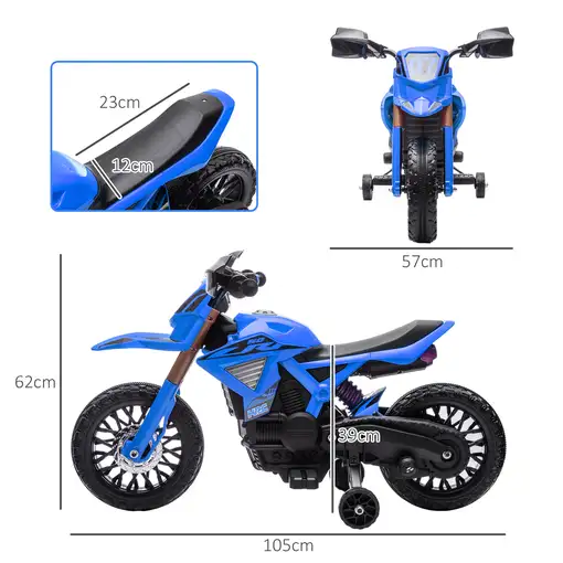 Moto Eléctrica para Niños de +3 Años Carga 30 kg Azul AIYAPLAY
