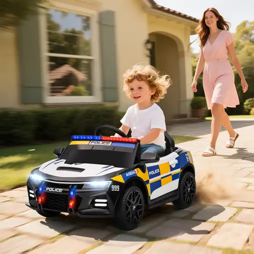 Coche Eléctrico para Niños de Policía con Mando a Distancia Multicolor AIYAPLAY