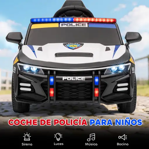 Coche Eléctrico para Niños de Policía con Mando a Distancia Multicolor AIYAPLAY