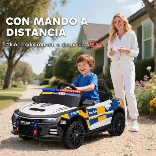 Coche Eléctrico para Niños de Policía con Mando a Distancia Multicolor AIYAPLAY