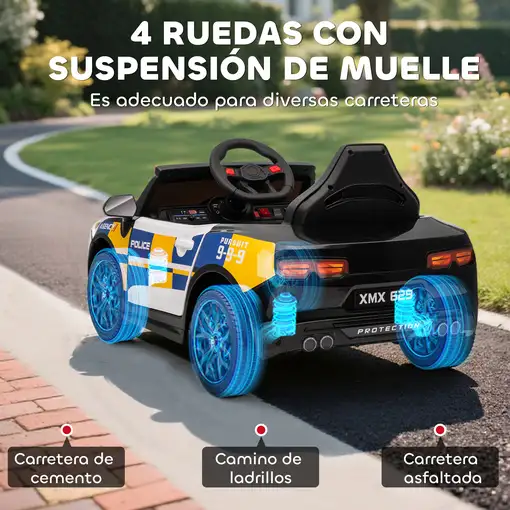 Coche Eléctrico para Niños de Policía con Mando a Distancia Multicolor AIYAPLAY