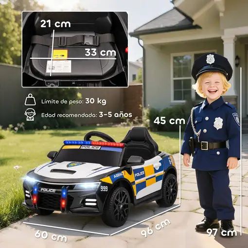 Coche Eléctrico para Niños de Policía con Mando a Distancia Multicolor AIYAPLAY