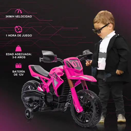 Moto Eléctrica para Niños de +3 Años Carga 30 kg Rosa AIYAPLAY