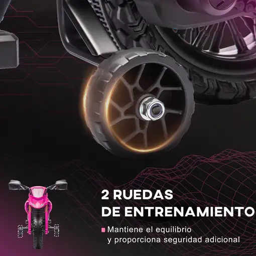 Moto Eléctrica para Niños de +3 Años Carga 30 kg Rosa AIYAPLAY