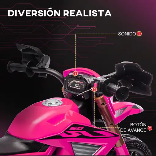 Moto Eléctrica para Niños de +3 Años Carga 30 kg Rosa AIYAPLAY