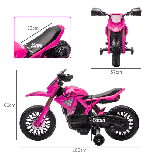 Moto Eléctrica para Niños de +3 Años Carga 30 kg Rosa AIYAPLAY