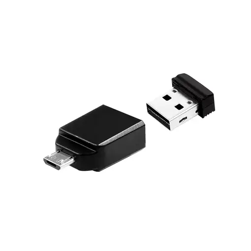 Verbatim Nano - Unidad USB de 16 GB con adaptador Micro USB - Negro
