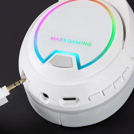 Mars Gaming MHW-100 Blanco, Auriculares Inalámbricos ARGB Flow, Micrófono ENC Extr