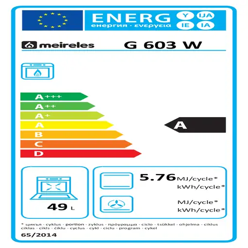Cocina independiente 3 zone(s) Blanco G603WNAT MEIRELES