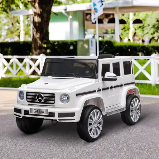 Coche Eléctrico para Niños de +3 Años BENZ G500 Carga 30 kg Blanco HOMCOM
