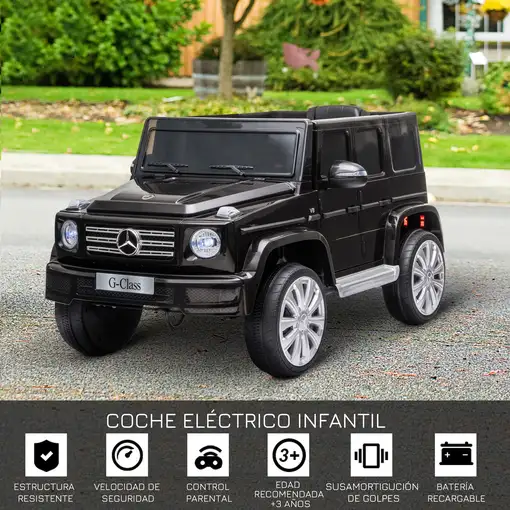 Coche Eléctrico para Niños de +3 Años BENZ G500 Carga 30 kg Negro HOMCOM