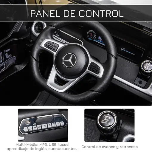 Coche Eléctrico para Niños de +3 Años BENZ G500 Carga 30 kg Negro HOMCOM
