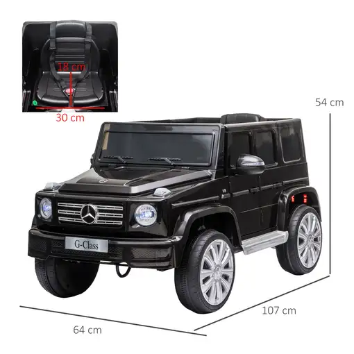 Coche Eléctrico para Niños de +3 Años BENZ G500 Carga 30 kg Negro HOMCOM