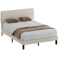 Somier 160x200 cm con Cabecero Ajustable Gris Claro HOMCOM
