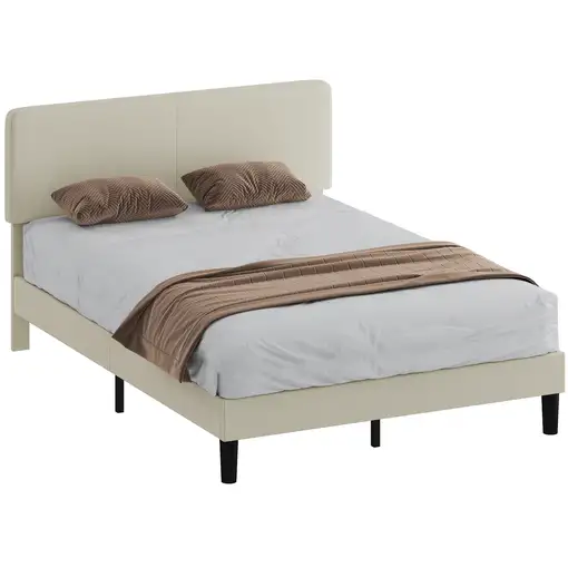 Somier 160x200 cm con Cabecero Ajustable Gris Claro HOMCOM