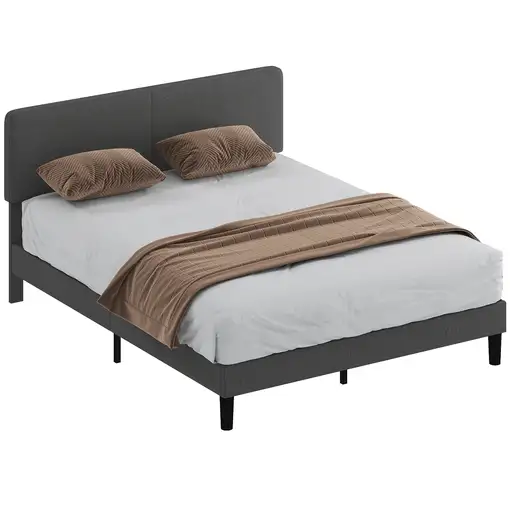Somier 160x200 cm con Cabecero Ajustable Gris Oscuro HOMCOM