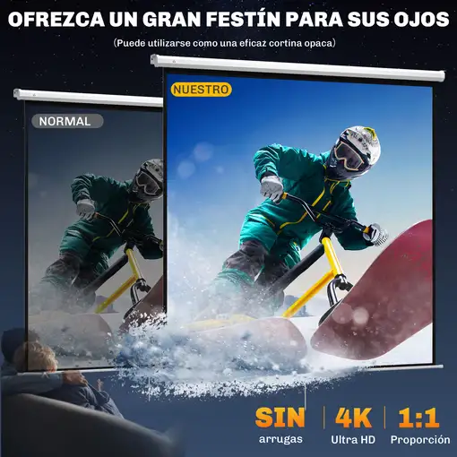 Pantalla de Proyector Manual 120 Pulgadas Formato 1:1 207x207 cm Blanco HOMCOM